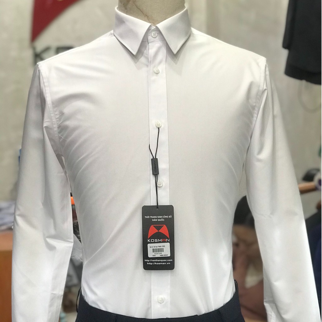 Áo Sơ Mi Nam Dài Tay KOSMAN Màu Trắng , Vải Sợi Sồi, Không Nhăn, Thấm Hút Mồ Hôi Tốt - SD972 | BigBuy360 - bigbuy360.vn