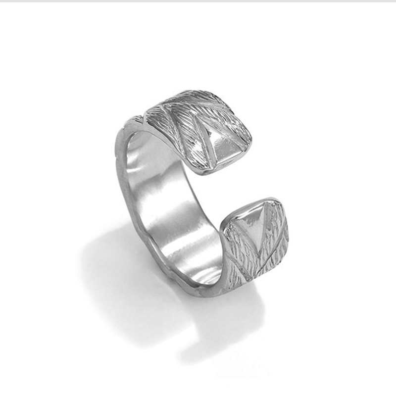 Nhẫn Khắc Nam nữ Hợp kim đồng mạ bạc Đơn giản Sáng tạo Nhẫn có thể điều chỉnh Bạc Thái Phong cách Lớn NH-192