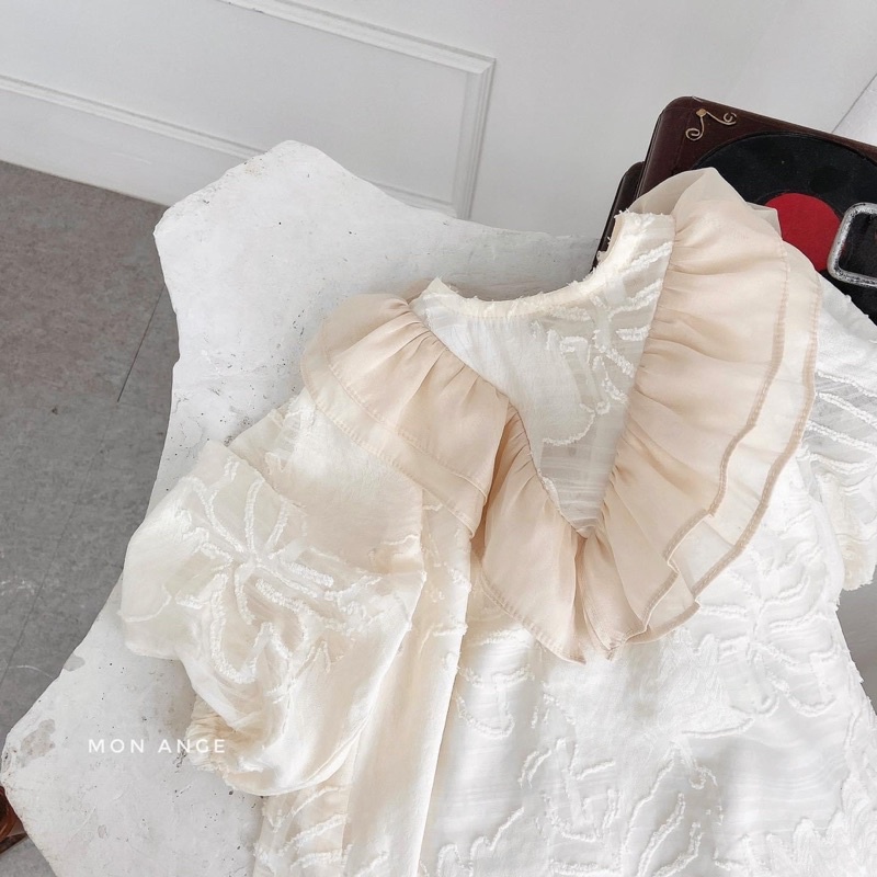 San dress Váy bé gái mix voan tiểu thư thiết kế P'ti chou 11kg đến 24kg