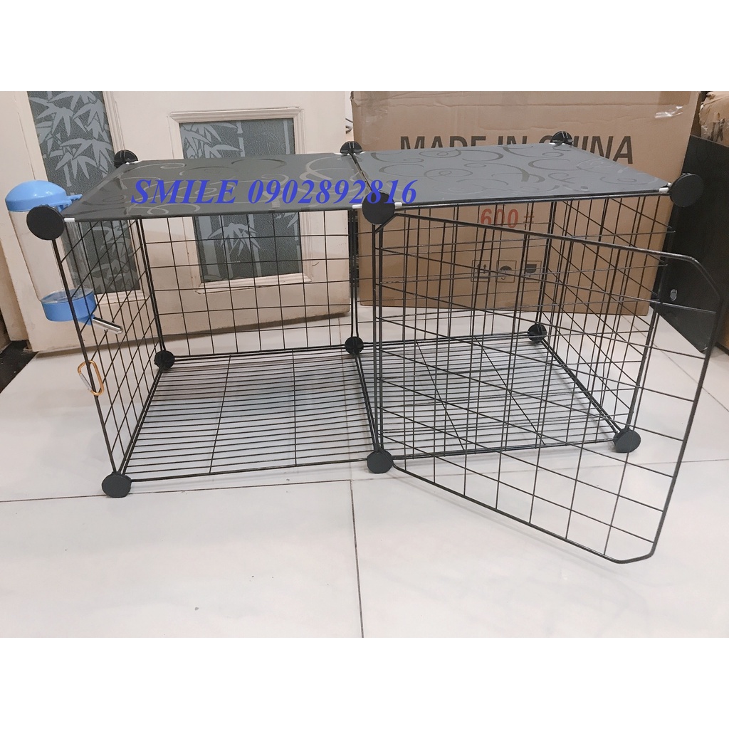 {ẢNH THỰC TẾ} TẶNG KÈM BÌNH NƯỚC, COMBO CHUỒNG 2 Ô LƯỚI GHÉP ĐA NĂNG CHO THÚ CƯNG CHÓ, MÈO TIỆN LỢI