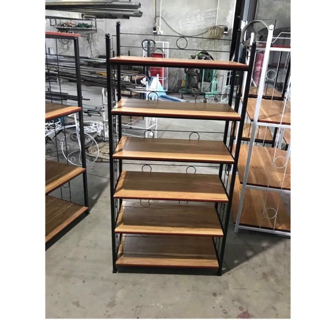 Kệ giày 6 tầng khung sắt mặt gỗ