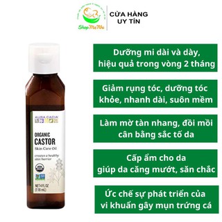Dầu thầu dầu hữu cơ Aura Cacia Organic Skin Care Castor Oil, 118ml.