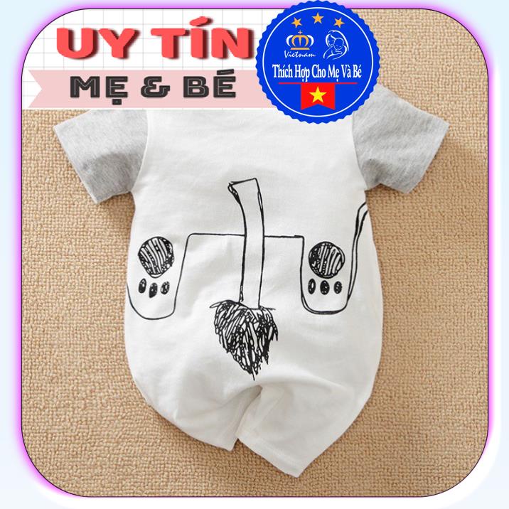 BodySuit,áo liền quần dễ thương ngắn tay kiểu sư tử cho bé (3037),cotton 100%, thương hiệu Aiueo Nhật Bản.