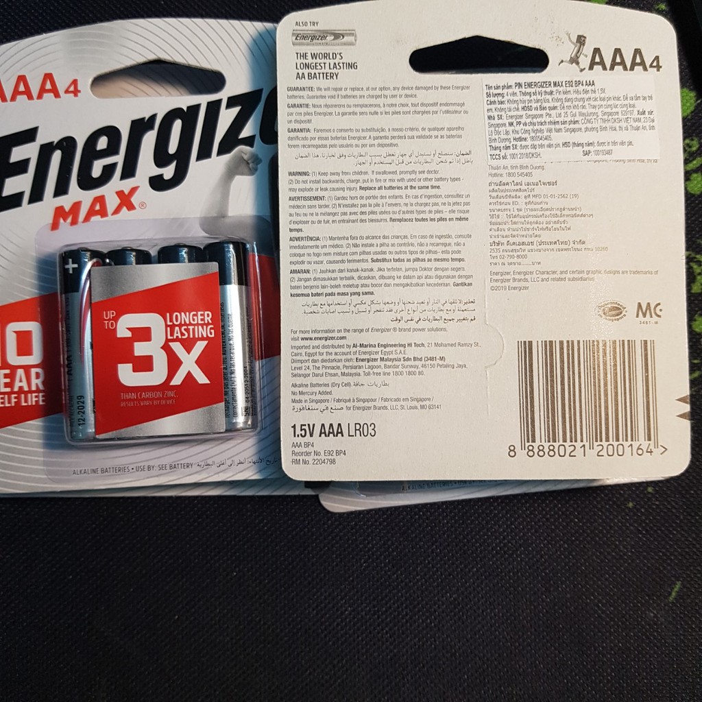 [VỈ 4 VIÊN] Pin Energizer  AAA/ AA (2A và 3A)( pin tiểu, pin đũa) siêu bền, made in Singapore