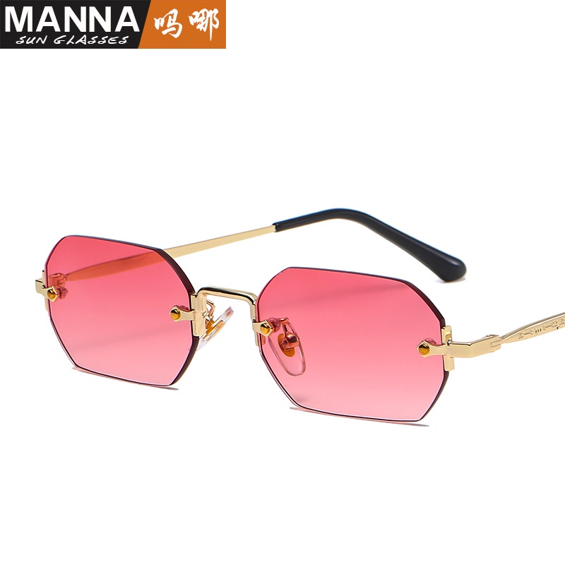 Kính Mát Tròng Vuông Không Gọng Chống Tia UV400 Phong Cách Retro Chất Lượng Cao Cho Nữ