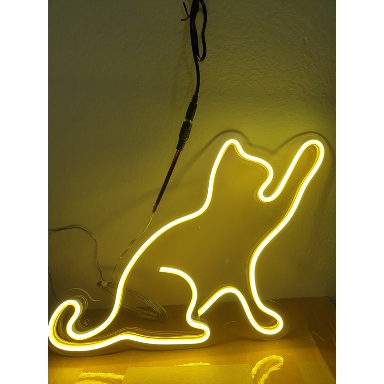 Đèn led Neon trang trí Hình Mèo [ Mẫu 3] | Đèn neon trang trí phòng ngủ, treo tường
