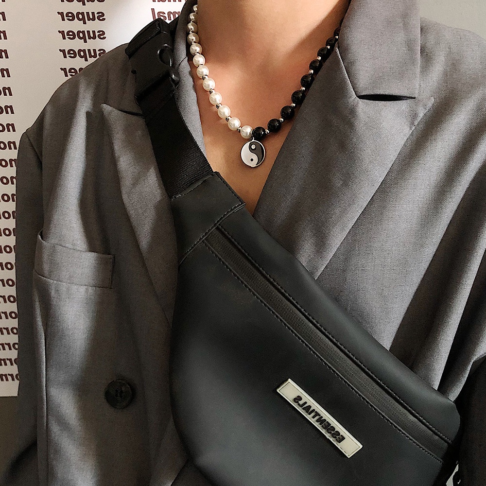 1 mặt Vòng cổ âm dương bằng hợp kim màu trắng đen phong cách Nhật Hàn cho cặp đôi