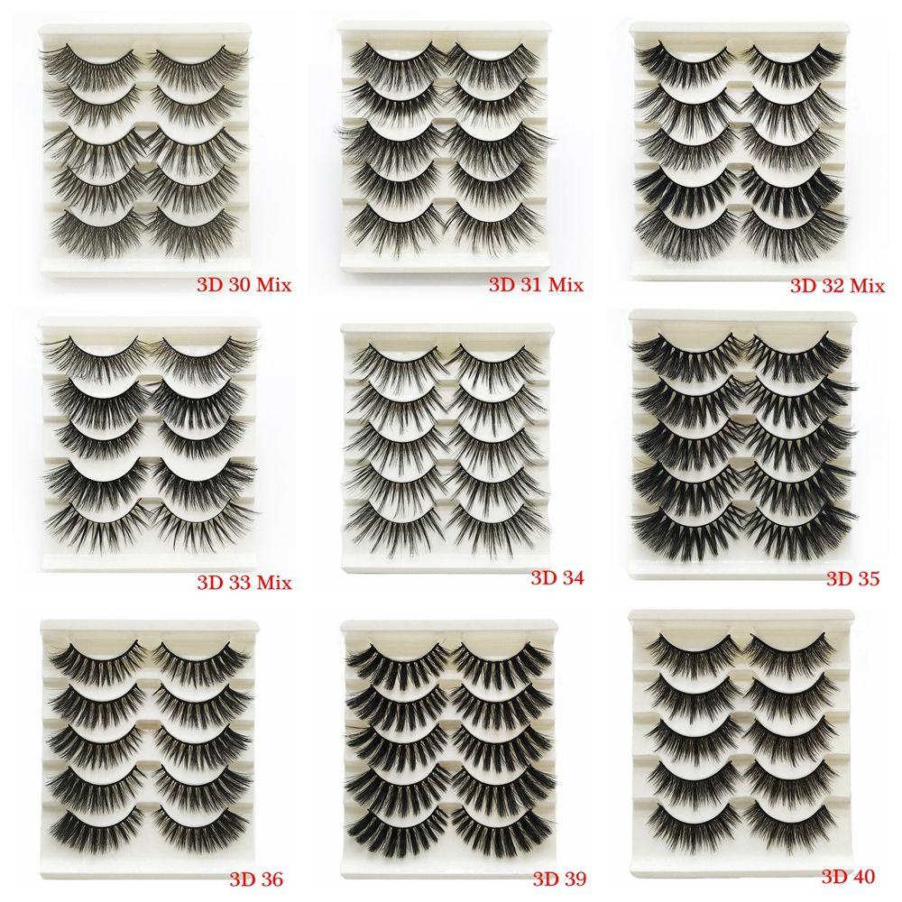 Bộ 5 Cặp Lông Mi Giả 3D Dài Bằng Lông Chồn Nhân Tạo Có Thể Tái Sử Dụng