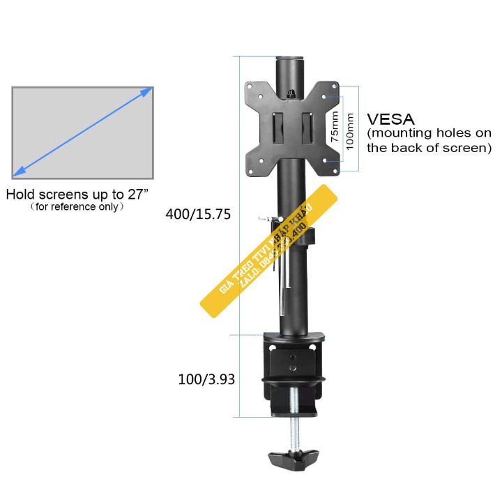 [Hàng Cao Cấp] Giá Treo Màn Hình Máy Tính 17 - 27 Inch - Kẹp Thành Bàn Chắc Chắn Model: M061