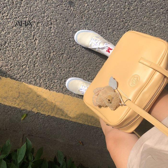 AHA OFFICIAL Túi Tote Đeo Vai Kích Thước Lớn Phong Cách Preppy Nhật Bản Mới Dễ Phối Đồ Cho Nữ