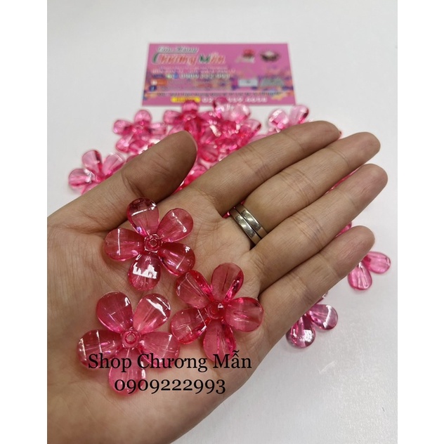 100G Bông Đúc Dẹp 5 Cánh Pha Lê Nhựa 30mm Giá Sỉ