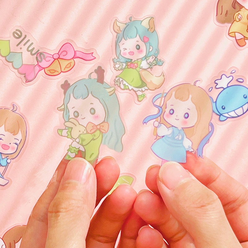Bộ 40 Sticker Hoạt Hình Chống Thấm Nước Xinh Xắn Dùng Trong Trang Trí