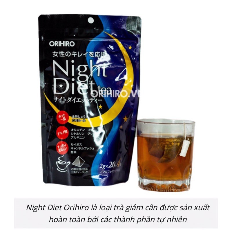 Trà Giảm Cân Orihiro Ban Đêm Night Diet Tea Nhật Bản Hỗ Trợ Giảm Cân 20 gói/túi 24 gói/túi .