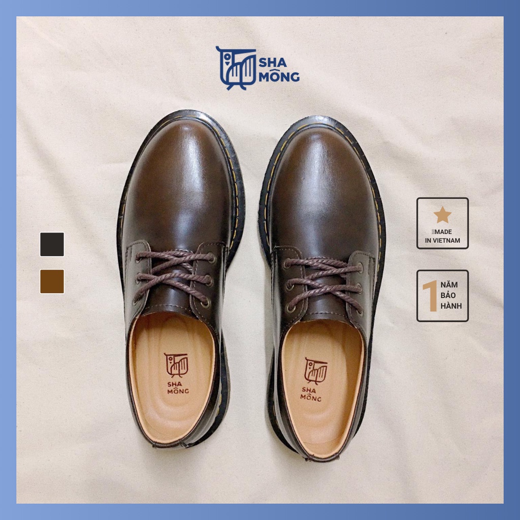 Giày DR cổ thấp nam da thật Shamong vintage made in Vietnam bảo hành 1 năm mã G2