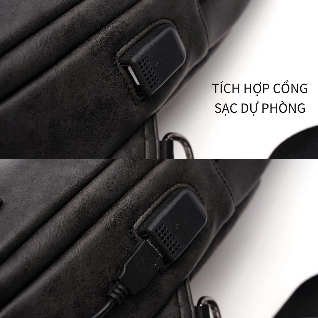 Túi Đeo Ngực Nam OUMU Da Pu Cao Cấp Tích Hợp Cổng Sạc Dự Phòng Phong Cách Hàn Quốc Unisex Màu Xám Bền Đẹp Chống Nước | BigBuy360 - bigbuy360.vn