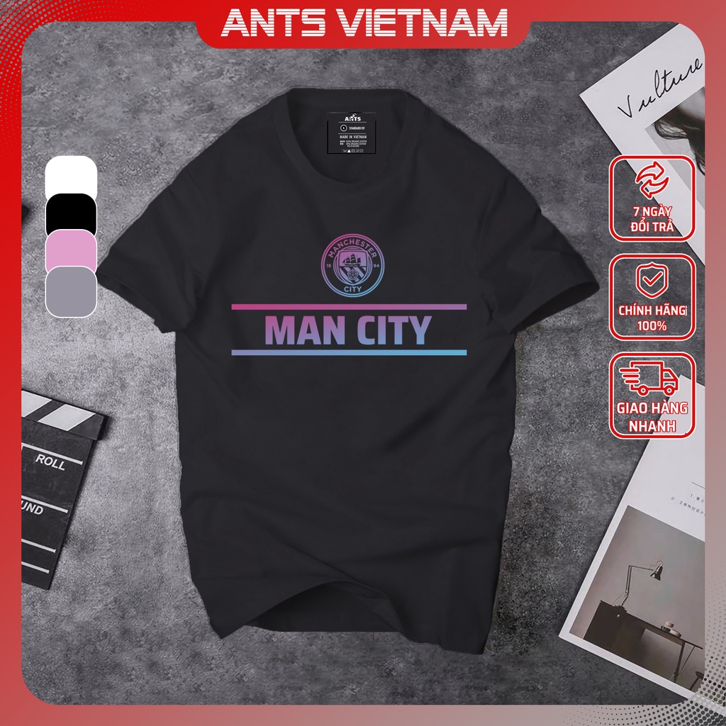 Áo thun thiết kế CLB Manchester City, áo thun vải cotton 4 chiều co giãn thoáng mát, thấm hút mồ hôi, in sắc nét