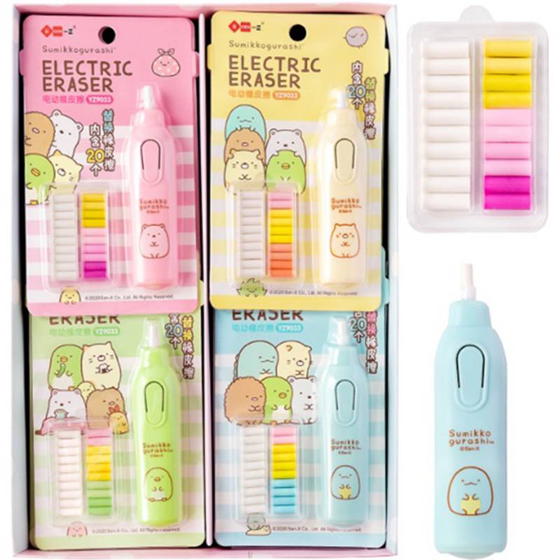 Tẩy điện San-X SUMIKKO GURASHI Cute animal Pencil Electric Eraser for Lazy Writing Drawing Students Automatic Eraser Primary School office supplies kids Stationery Gift