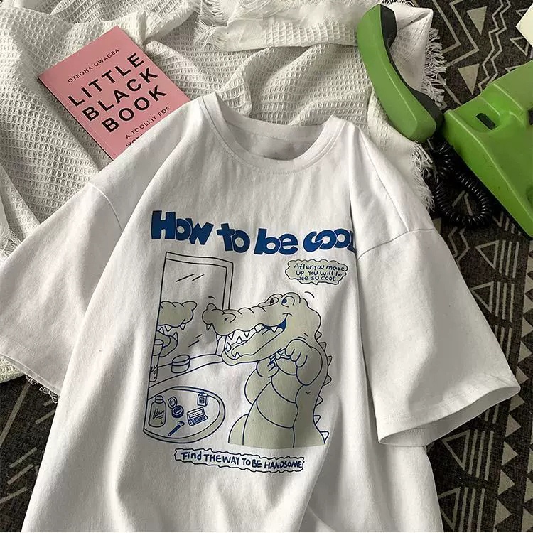 Áo thun HIIXIIVI 100% cotton tay ngắn cổ tròn in hình phong cách Hàn Quốc thời trang mùa hè 2022 cho nữ