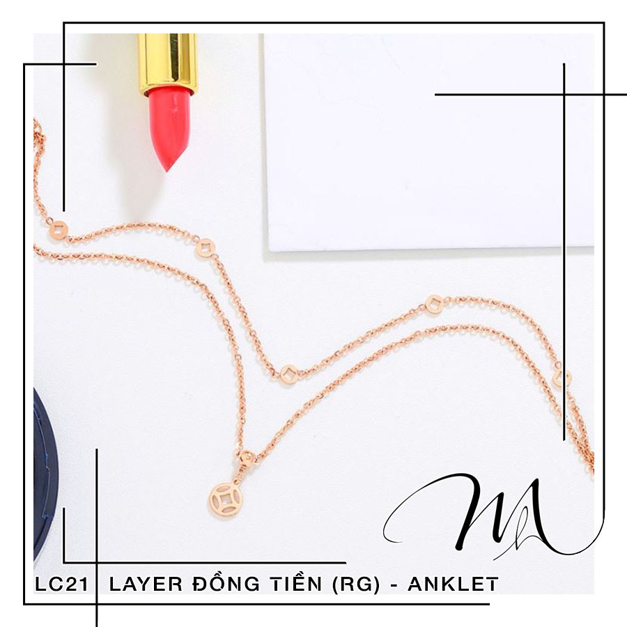 Lắc chân nữ Titan dây đôi mặt hình đồng tiền xinh xắn - Măng’s House LC21