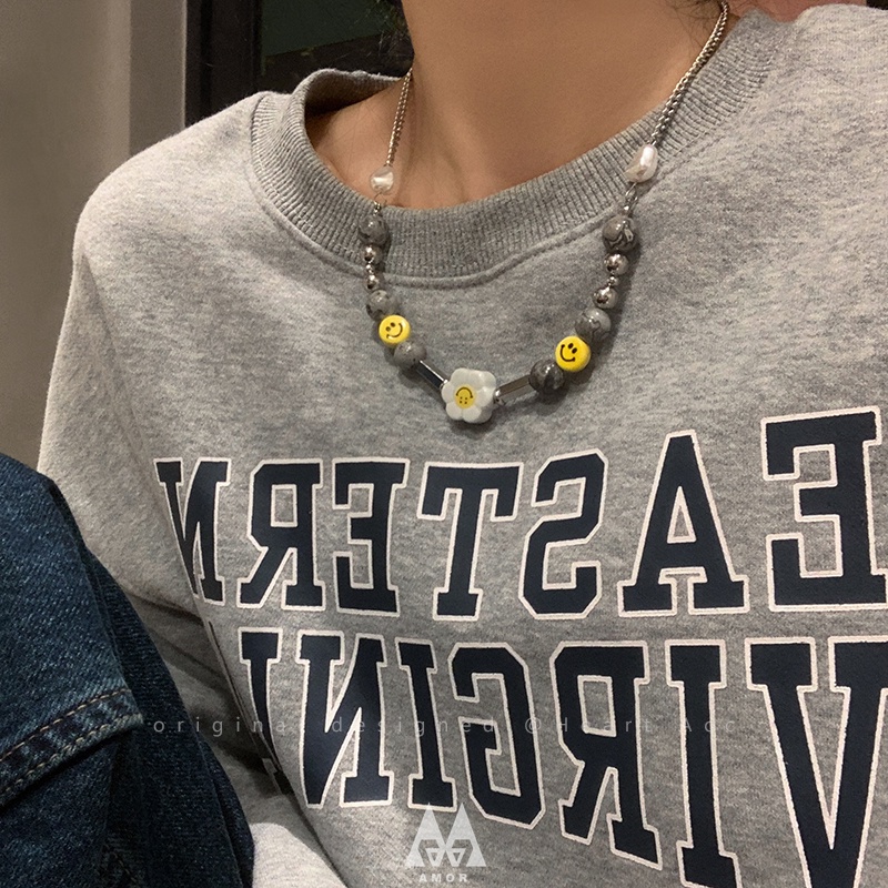 Vòng cổ choker mặt hình xúc xắc ngọc trai đầu lâu bướm và mặt cười phong cách Hàn Quốc cho nam nữ