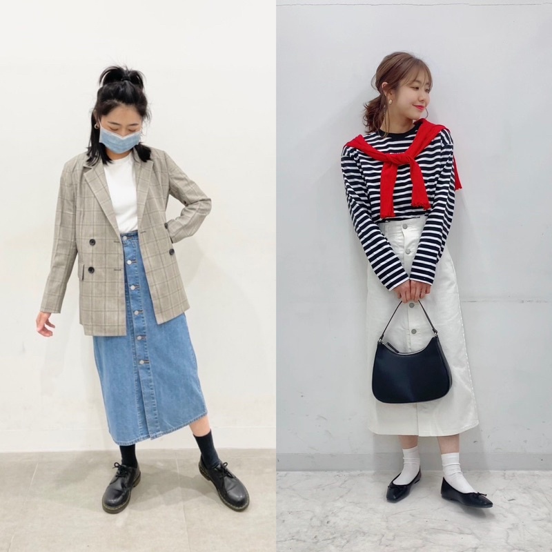 Chân váy bò midi trẻ trung, cá tính của GU - Nhật Bản