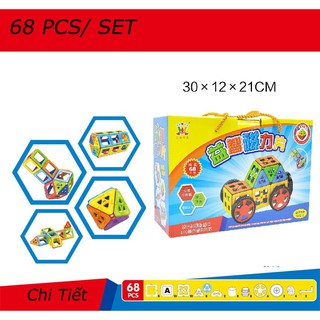 Bộ Xếp Hình Nam Châm, Đồ Chơi Lắp Ráp Sáng Tạo 68 Chi Tiết - KIDWORLD