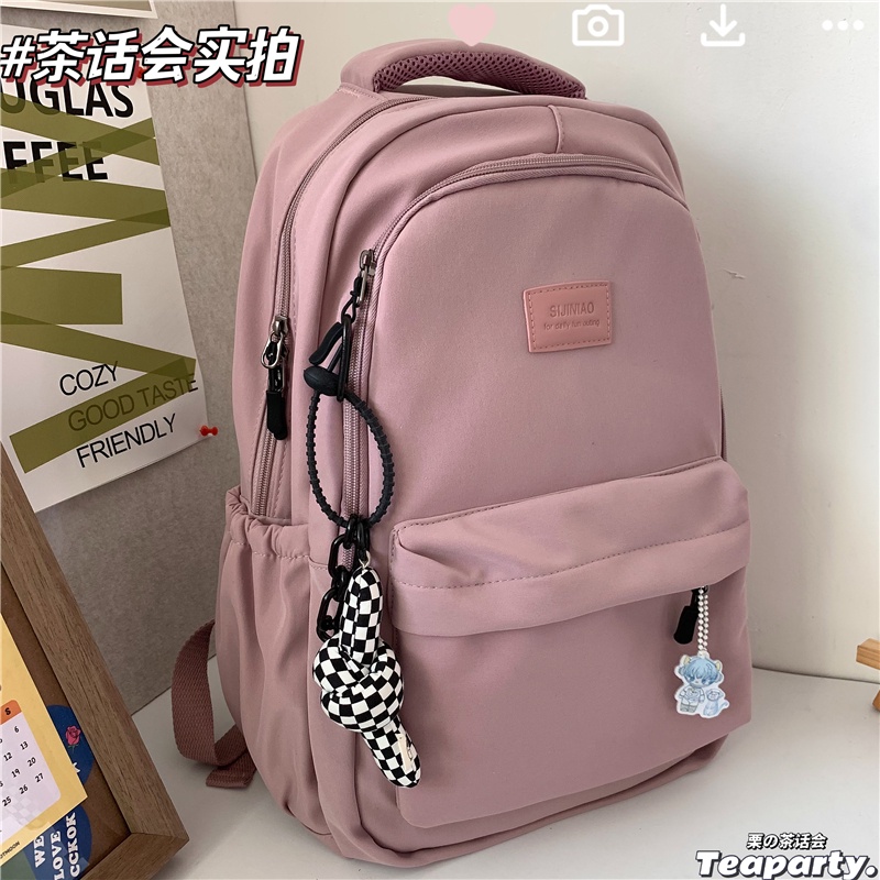 Balo nữ đi học basic màu pastel, cặp sách học sinh sinh viên nhiều ngăn size lớn vừa laptop 15.6 inch B392