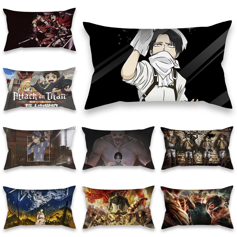 Vỏ Gối Chữ Nhật In Hình Anime Attack on Titan 50X30Cm
