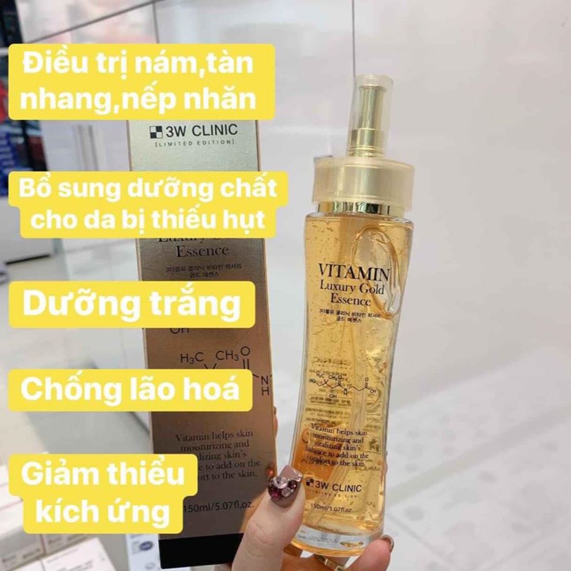 [Mã COSCOCOT4 -8% đơn 250K] Serum dưỡng trắng da COLLAGEN &amp; LUXURY GOLD 3W CLINIC 150ml