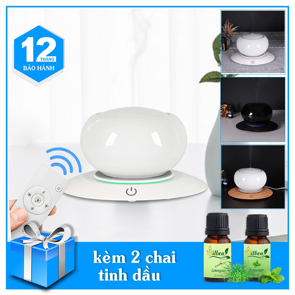 Máy Xông Tinh Dầu Khuếch Tán Gốm Sứ Cao Cấp Luxury Tích Hợp Remote Và 2 Chai Tinh Dầu 10ml