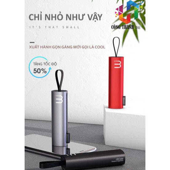 [Hàng Chính Hãng] Cáp sạc điện thoại, truyền dữ liệu 3 in 1 Jisulife X5