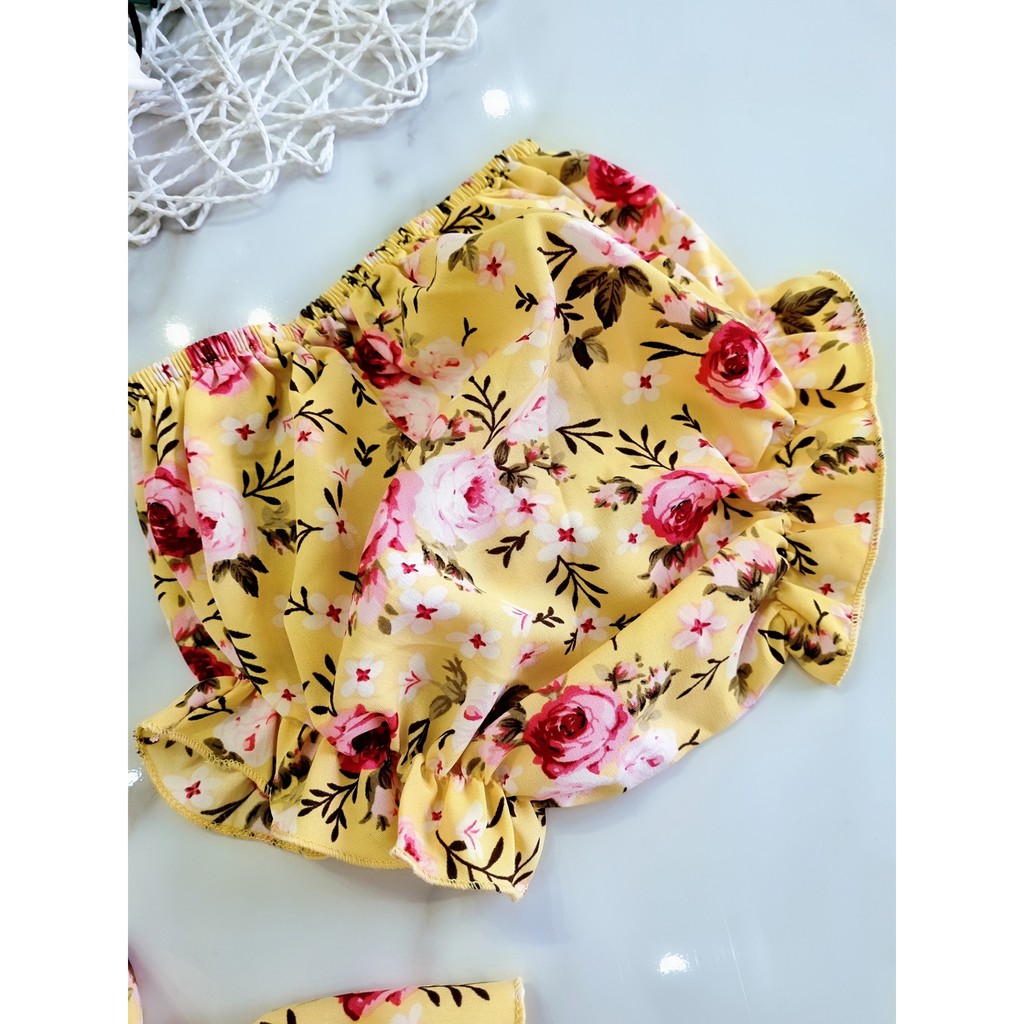 Đầm hoa vàng cho bé gái❤️ FREESHIP ❤️Quà đầy tháng (kèm chip,turban nơ) chất Lụa cotton Quảng Châu size ss - 16kg