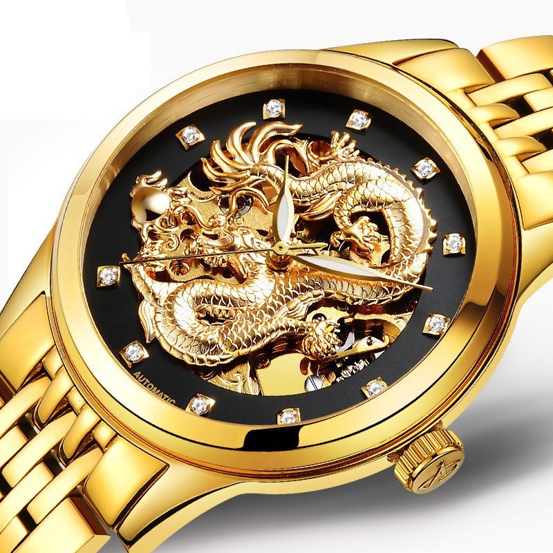 Đồng Hồ Cơ Nam Auto Movt Dây Thép Đúc Đặc Chạy Tự Động Mặt Rồng Vàng Quyền Năng Cực Sang Và Đẳng Cấp | BigBuy360 - bigbuy360.vn
