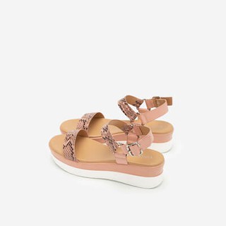 Vascara Giày Sandal Đế Xuồng Quai Vân Da Rắn - SDX 0417 - Màu Hồng Đậm