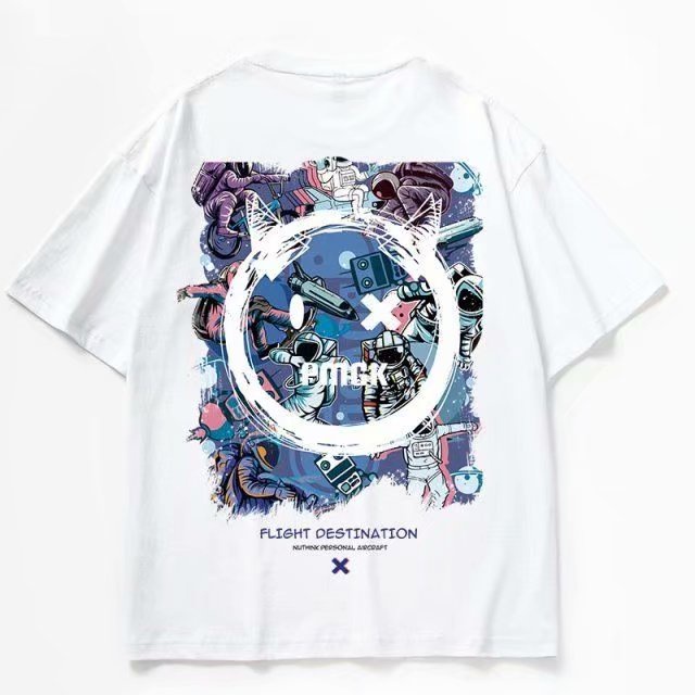 Áo Thun Tay Lỡ Dáng Rộng In Hình Mặt Cười Phong Cách Hip Hop Thời Trang Cho Nam