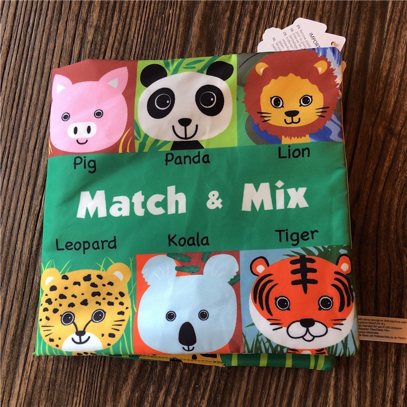 Sách Vải Tương Tác Match &amp; Mix ghép hình các con vật Funny Zoo SV24