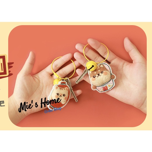 Móc khóa cặp đôi Love Túi thơm tự thêu họa tiết dễ thương ngộ nghĩnh làm quà tặng bạn trai trang trí - MIE Handmade Shop