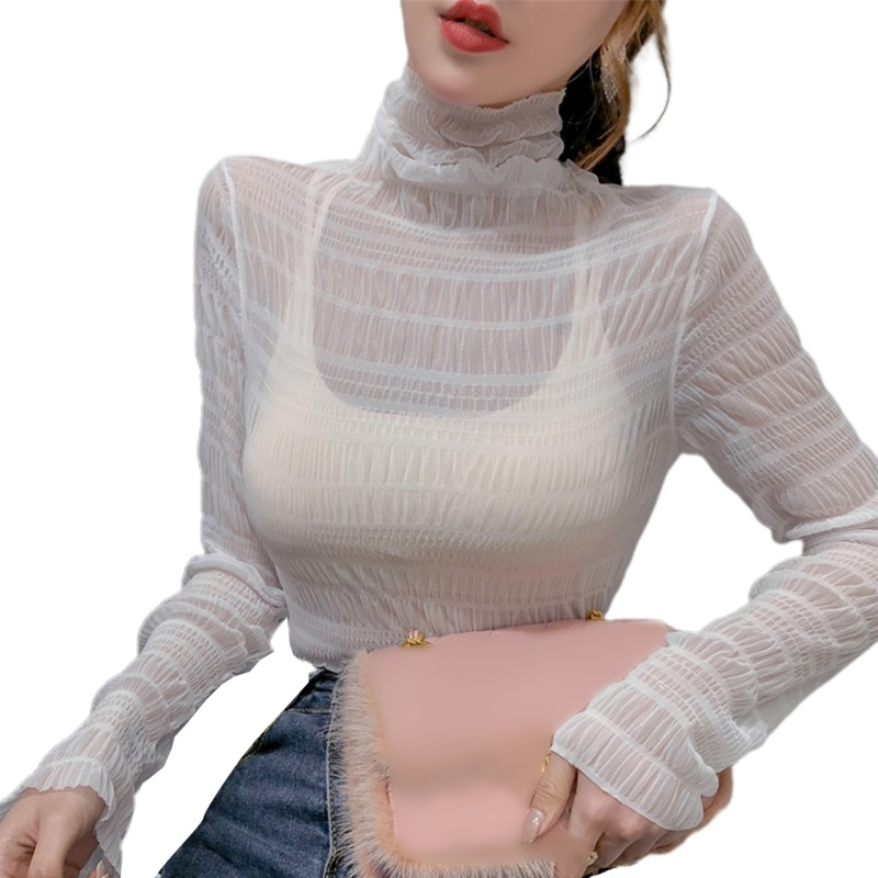 Áo Lưới Dài Tay Cổ Cao Gợi Cảm Cho Nữ