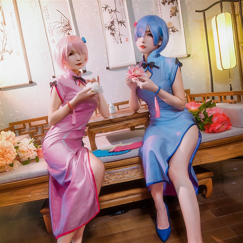 Đầm Sườn Xám Cosplay Nhân Vật Rem Ram Trong Re:Zero | BigBuy360 - bigbuy360.vn