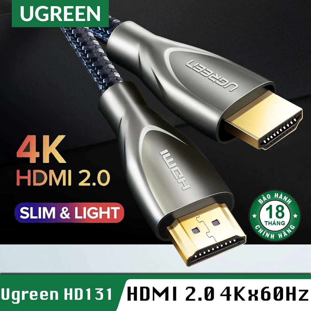 Cáp HDMI 2.0 Sợi Carbon Siêu Nhỏ Cao Cấp UGREEN HD131 | Hỗ trợ HDR 4K@60Hz