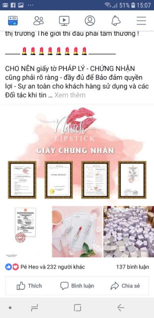 Son lụa narich lipstick