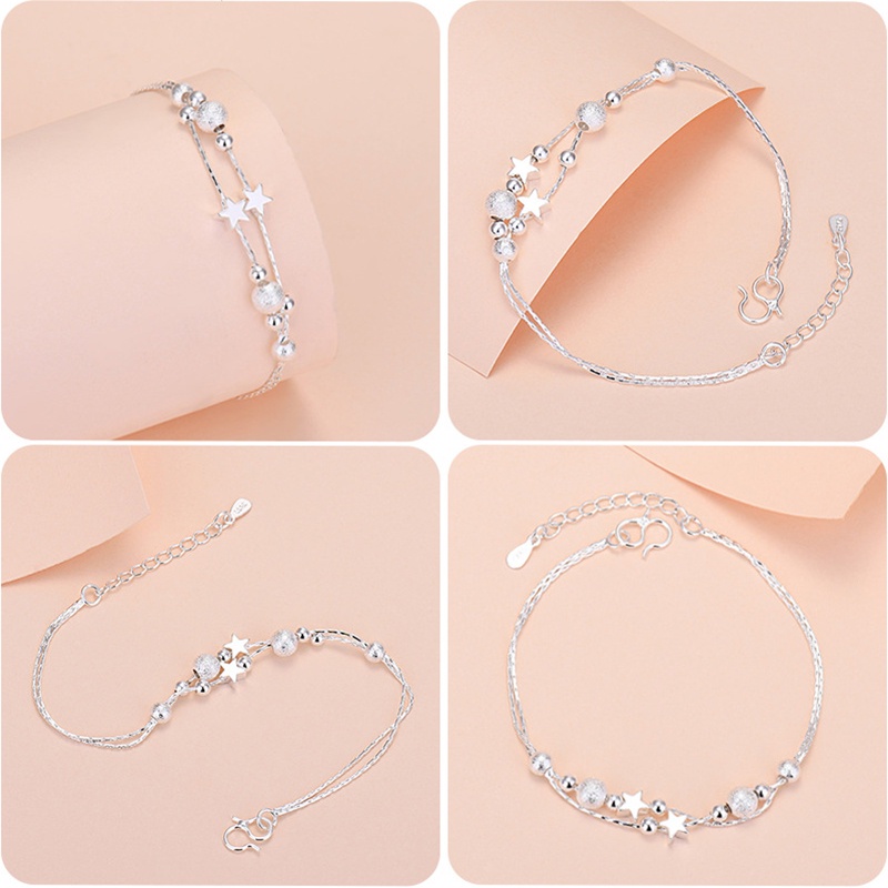 Three Silversmith Bracelets Wholesale Net Red Jewelry Silver Plated Hand Jewelry Round Beads Love Clover Antler Creative Jewelry