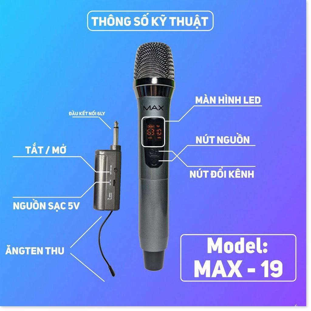 [SIÊU PHẨM] Combo 2 Micro đa năng không dây MAX 39 hát karaoke gia đình cực hay trang bị màn hình LCD hiển thị tần số