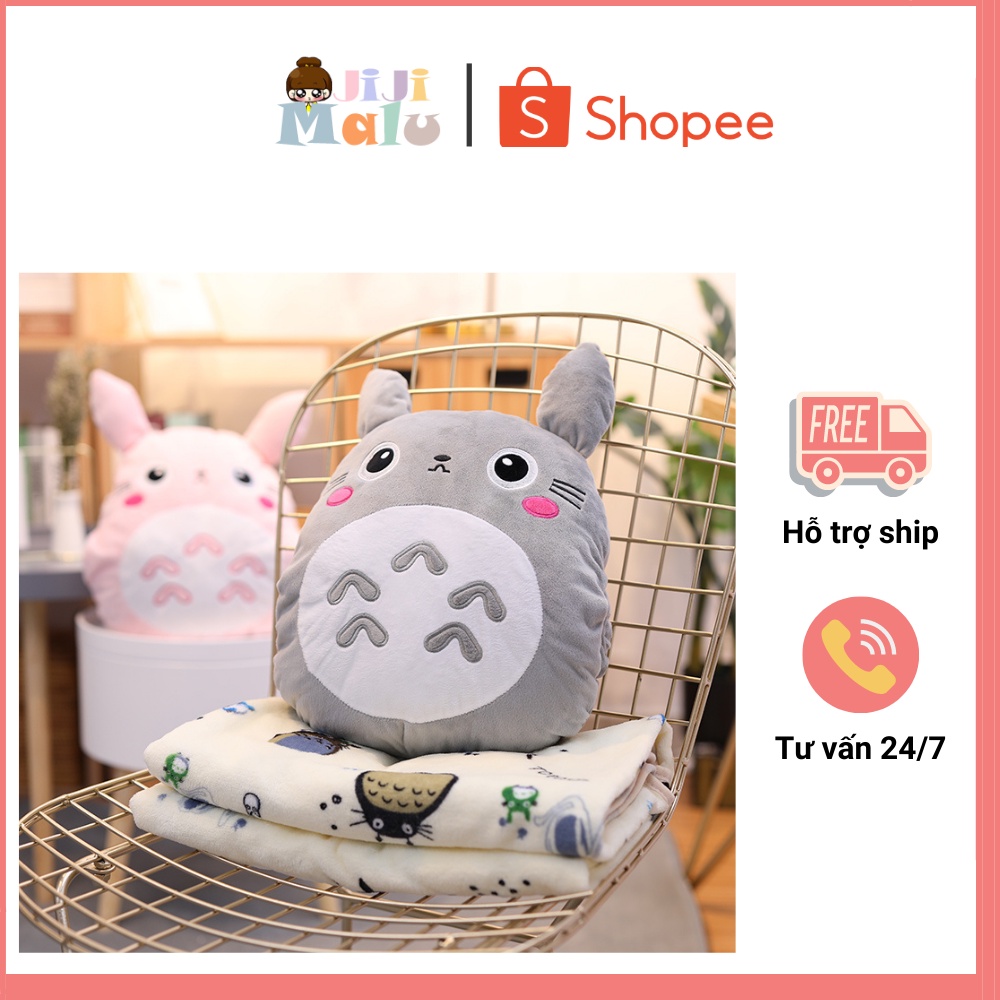 JIJIMALU - Mền gối gấu bông 3 trong 1 totoro tròn cao cấp loại 1 - Quà tặng bạn bè và văn phòng