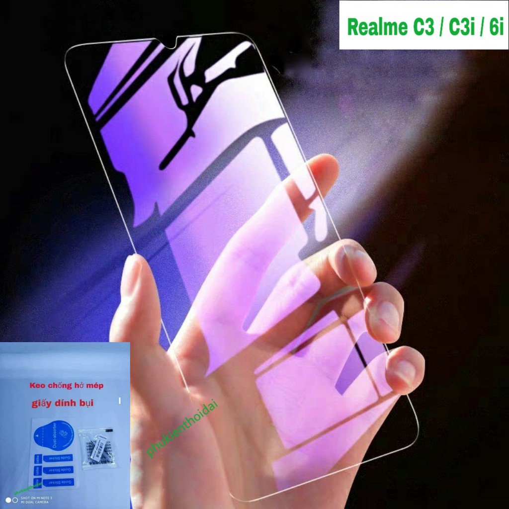 Kính cường lực Realme C3 / C3i / 6i dùng chung tím chống tia UV hại mắt 9H / 2.5D ( tặng keo mép )