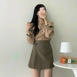 SET ÁO SƠ MI KÈM CHÂN VÁY CARO (XẢ KHO KÈM ẢNH THẬT 100%)