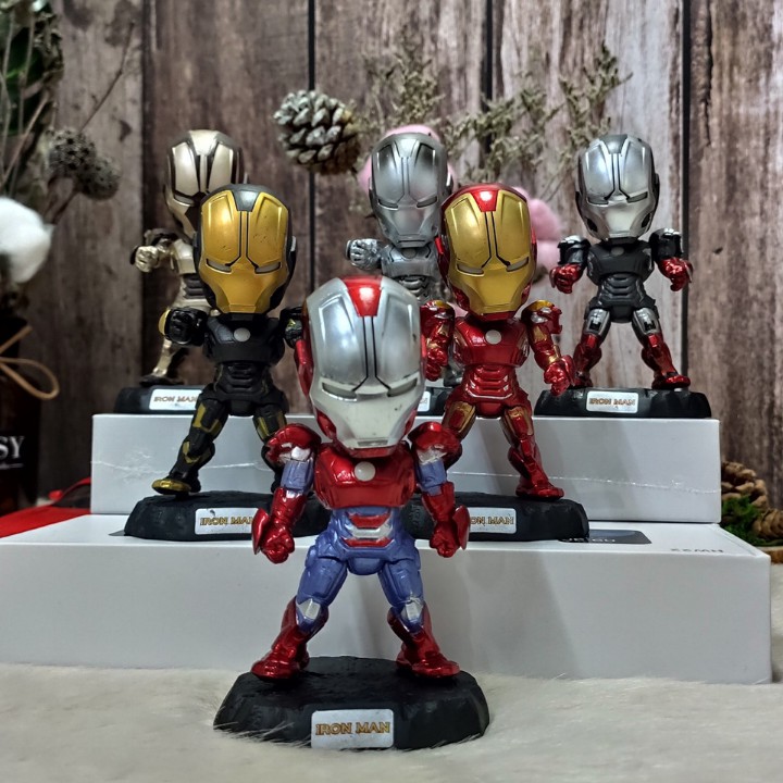 Bộ 6 siêu nhân vật người sắt bằng kim loại cao cấp , mô hình người sắt , iron man , Người sắt MK Tony Stark avenger
