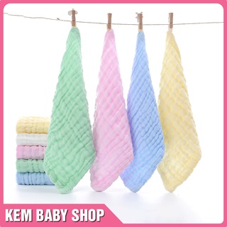 Khăn mặt xô 6 lớp cho bé - Khăn sữa cho bé 6 lớp màu trơn dày dặn