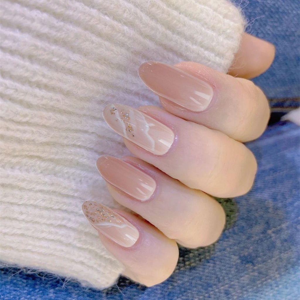 CACTU 24 PCS Manicure Tool False Nail Tips Detachable Press on Nails Coffin Fake Nails Diamond Long Full Cover Acrylic Nail Art Ballerina/Multicolor