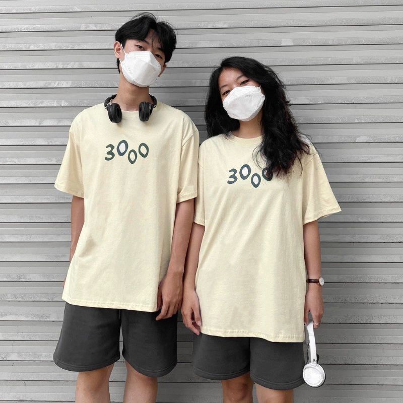 Áo thun tay lỡCó size unisex I love you 3000